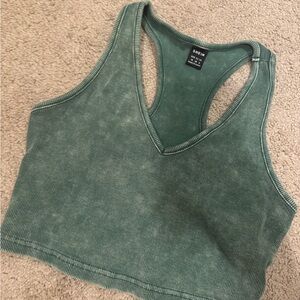 SHEIN Sage Green Ribbed Crop Top